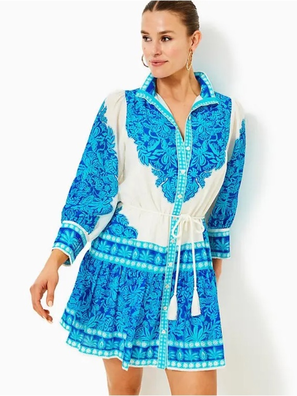 NWT Lilly Pulitzer Drena Dress Breezy Aqua Jungle Escape Engineered Woven Dress